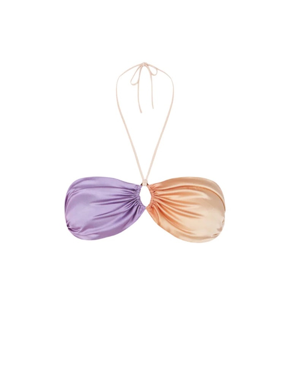Two-Tone Lavender and Peach Halter Bandeau Top